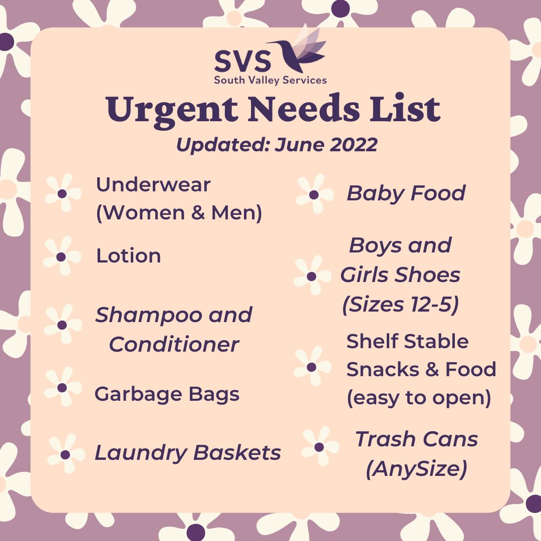Urgent Needs List